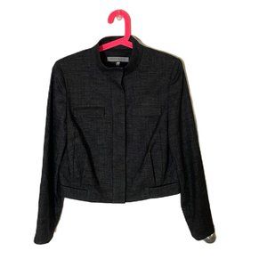 anne kline cropped jacket grey size 8 wool/poly blend